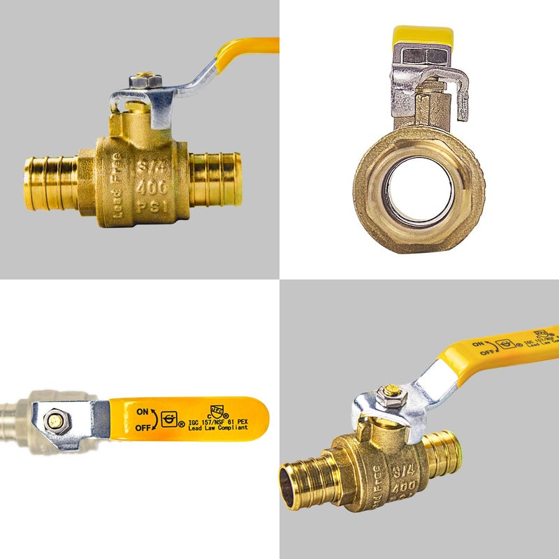 AB (10 Pack) 3/4 Inch X 3/4 Inch Full Port PEX Ball Valve, Water Shut Off Valve with 20 Pcs Stainless Steel Cinch Crimp Rings, UPC Certified - Image 2